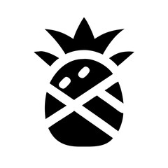 Black Pineapple Silhouette Icon - Simple Tropical Fruit Design