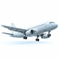 Obraz premium Airplane in flight against white background