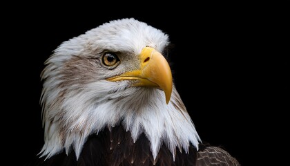 Fototapeta premium portrait of american bald eagle on black background