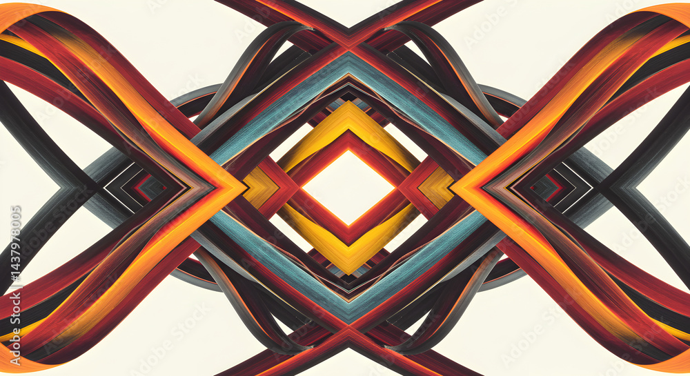 Poster complex woven lines creates geometric visual effect with symmetrical design