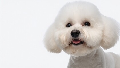 white bichon frise dog standing on white background