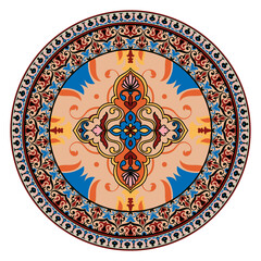 Abstract circle rug, vintage pattern ceramic tile