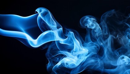 Obraz premium ethereal blue smoke on black background