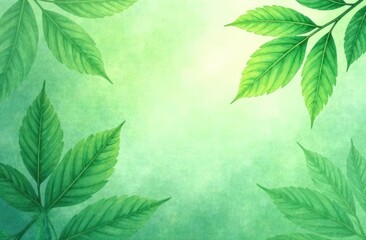 watercolor green leaves background