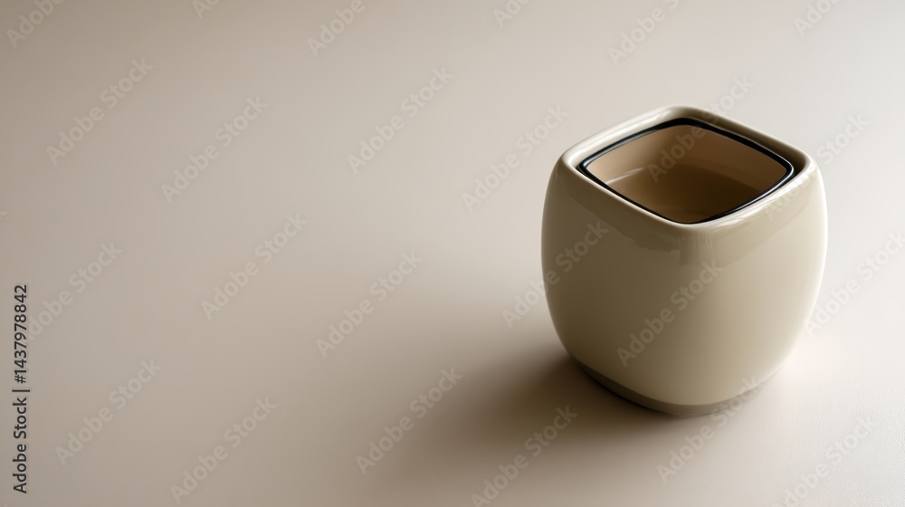 Poster Elegant ivory container sits on a smooth surface, illuminated by soft light that enhances its shape. Perfect for minimalistic design and product display