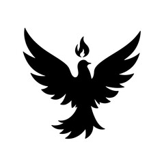 Obraz premium Silhouette of Holy Spirit dove in flame, Pentecostal symbolism