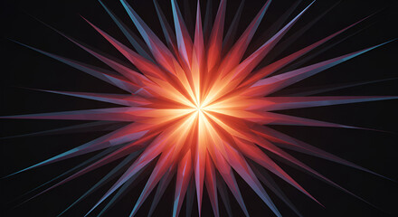 Fototapeta premium Radiant Geometric Flare Bursting With Color Against a Dark Backdrop