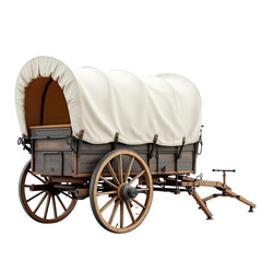 Prairie Schooner: Covered Wagon on White