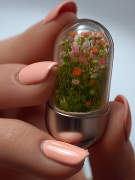 ampula with flowers in hand