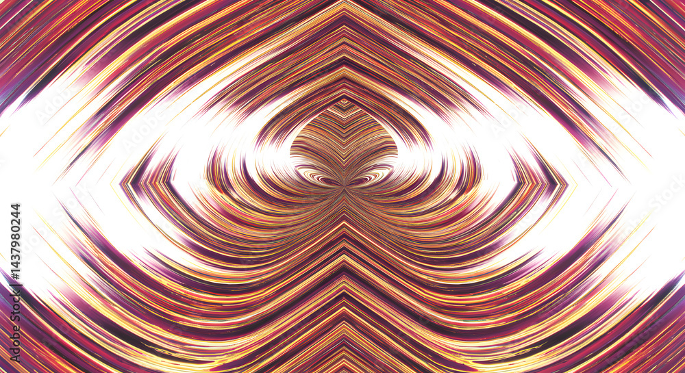 Poster symmetrical abstract composition with radiating lines and luminous light