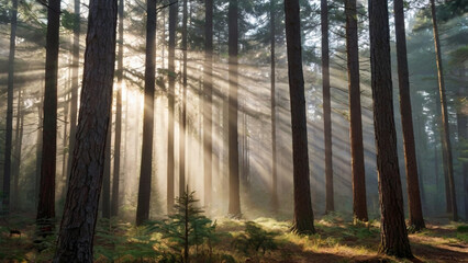 misty morning in the forest