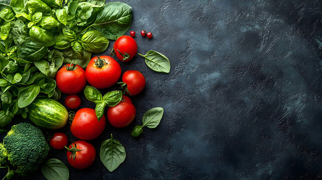 Dark background with vibrant vegetables symbolizing the depth and richness of plant-based diets