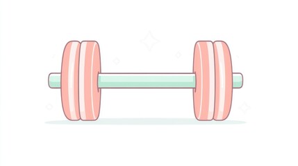 Obraz premium Pink dumbbell, fitness, weightlifting, exercise, gym, workout, illustration, simple background
