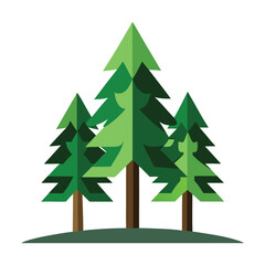 Pine trees icon set isolated on white background