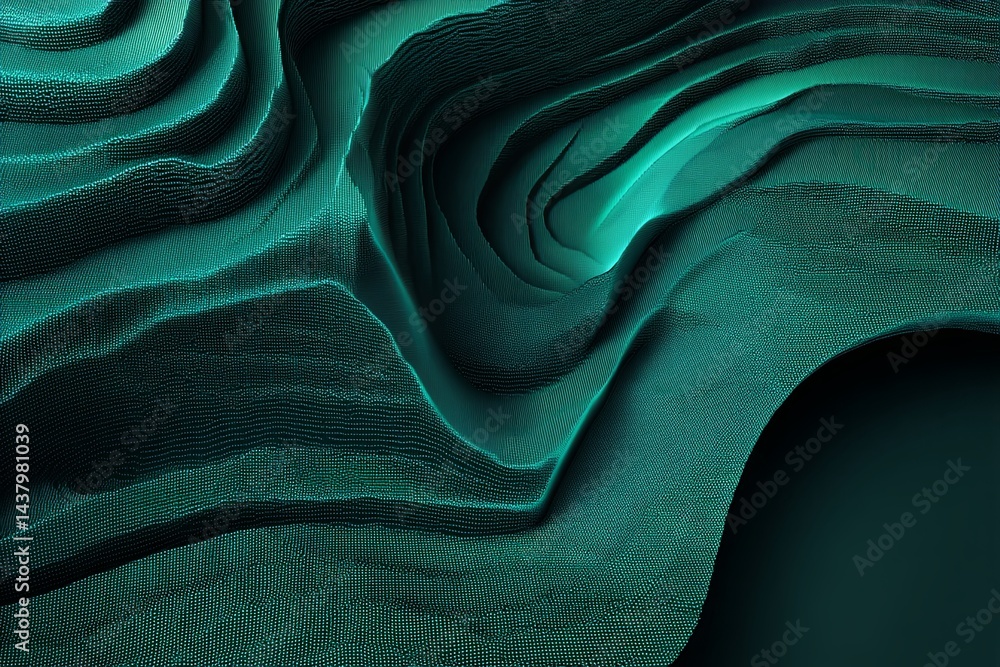 Poster abstract topographic line pattern on dark teal background with smooth curves and flowing shapes for 