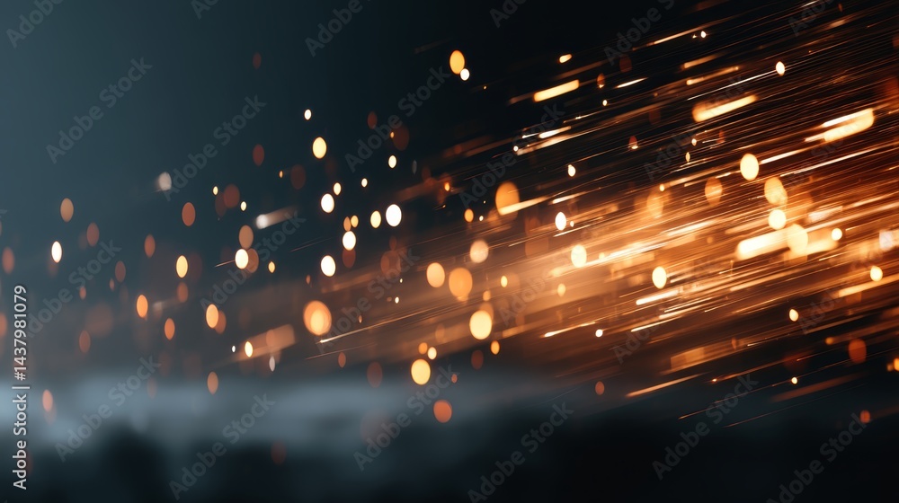 Aufkleber drifting particles resemble shimmering golden bokeh lights against a dark background, adding a magic