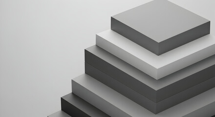 Geometric Minimalist Composition of Rising Squares in Neutral Tones