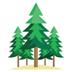 Pine trees icon set isolated on white background