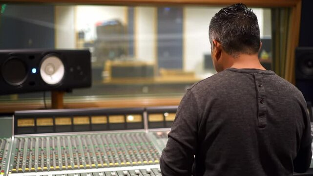 audio engineer mixing sound in the studio