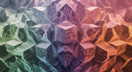 Geometric Crystal Background With Gradient Colors And Reflective Surfaces