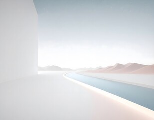 Fototapeta premium Minimalist Desert Landscape with White Architecture