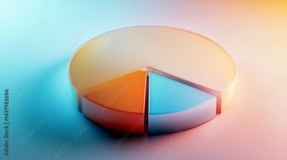 Aufkleber d pie chart with subtle depth effect and pale colorful sections
