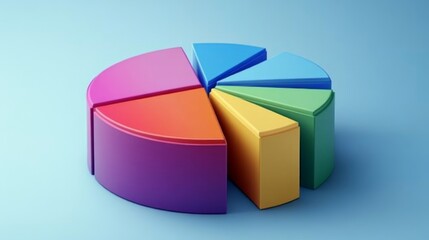 Obraz premium D pie chart with subtle depth effect and pale colorful sections