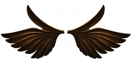 Naklejka premium Ornamental Wings Carved with Intricate Details Set Against a Clean Backdrop