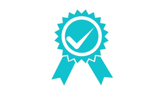 Grayscale Minimal Ribbon with Checkmark Symbol Animation