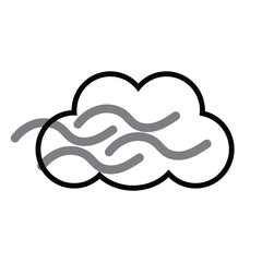 天気　雲と霧アイコン　モノクロ