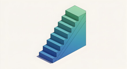 Fototapeta premium Isometric Illustration Of Stairs Leading Upwards With Gradient Blue And Green