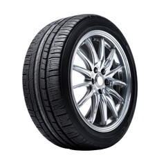 Obraz premium Car tire on black isolated on transparent PNG background