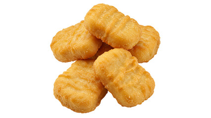 Golden Chicken Nuggets Isolated on Transparent Background