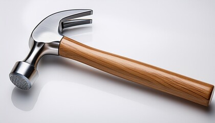 high quality metal claw hammer with a wooden handle perfect for carpentry and general construction work isolated on white background