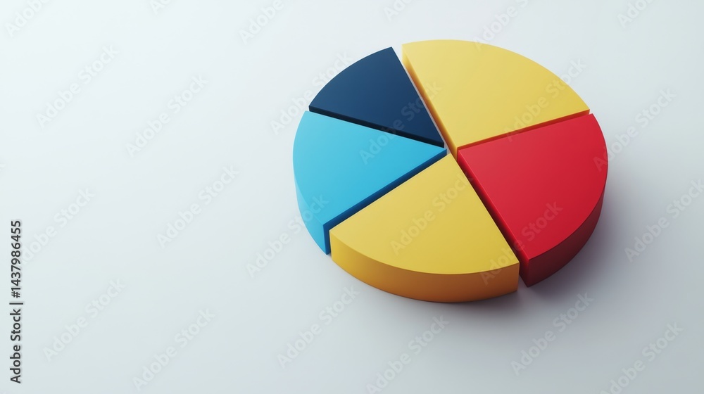 Aufkleber minimalistic d pie chart using bold sections and clean light background