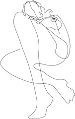 Line art of a woman laying on the bed