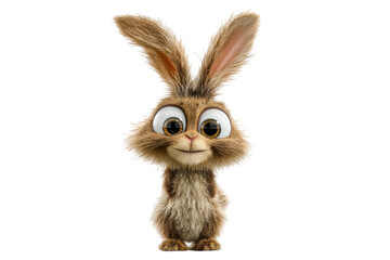 Obraz premium Cartoonish rabbit character isolated on transparent PNG background