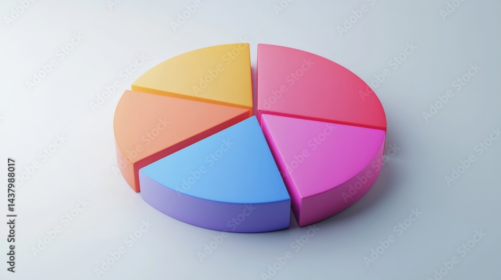 Aufkleber top view of a simple d pie chart with thin edges and surfaces