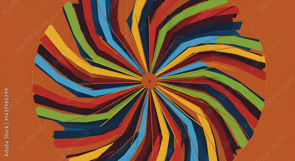 Poster abstract multi colored rays emanating from a central point of view