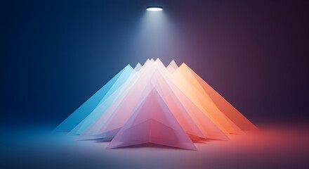 Abstract Arrangement Of Translucent Triangular Shapes With Gradient Lighting