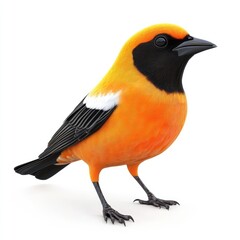 Obraz premium Vibrant orange and black tanager bird portrait.