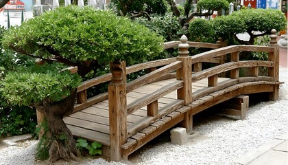 Wooden Bridge in Garden Setting