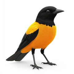 Obraz premium Vibrant orange and black bird in profile view.