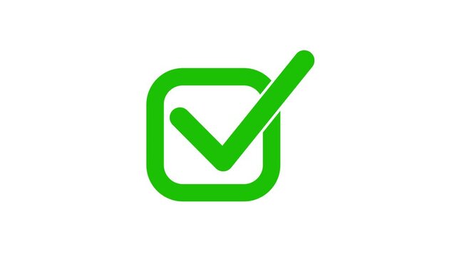 Approval Symbol Animation Outline Square with Tick, Flat Design Check Mark in Square Outline Animation