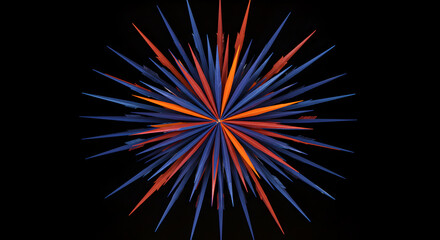 Fototapeta premium Dynamic Radial Composition Featuring Blue and Orange Spiky Geometric Elements