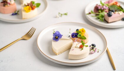 美しいデザートとエディブルフラワー