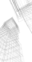 Abstract architectural drawing 3d illustration