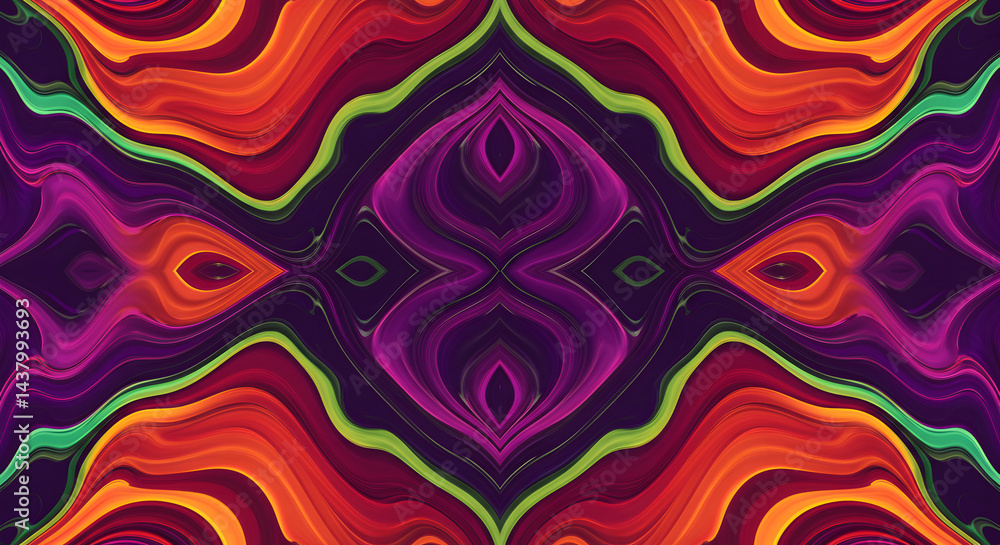 Aufkleber vibrant symmetry abstract with dynamic fluid color flowing design