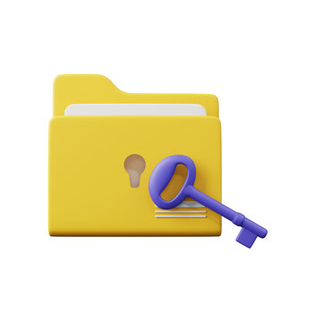 3D rendering Folder permission icon concept