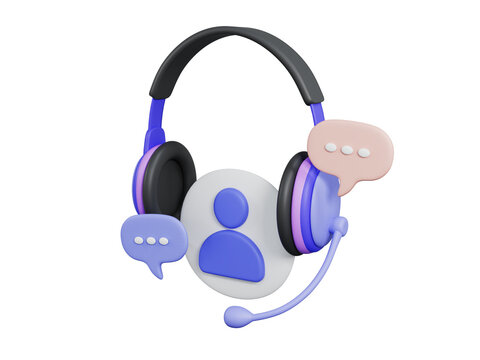 3D Rendering Contract support icon concept with bubble speech